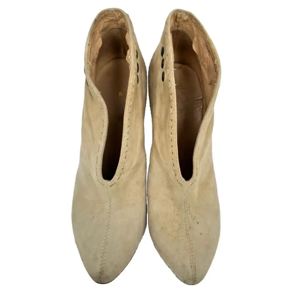 Giuseppe Zanotti Wedge Ankle Boots in Beige Suede